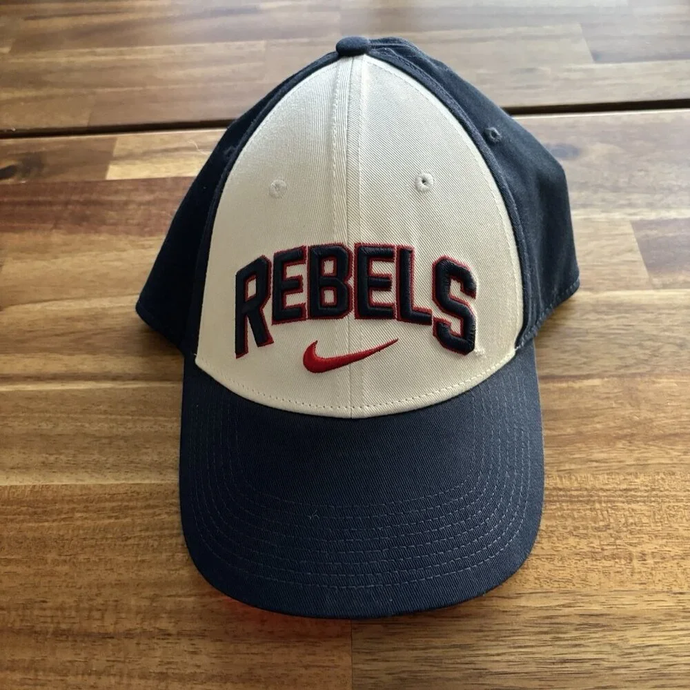 Nike Ole Miss Rebels Hat Cap NCAA‎ Blue Red NON Adjustable Sporty Gym Athleisure
